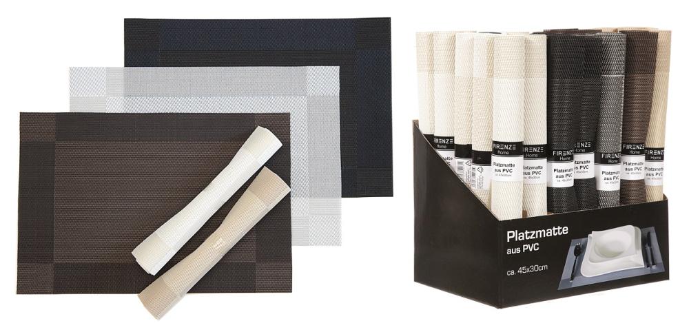 2er Set Platzmatte gerollt Weiss / Schwarz /Grau /Braun /Beige