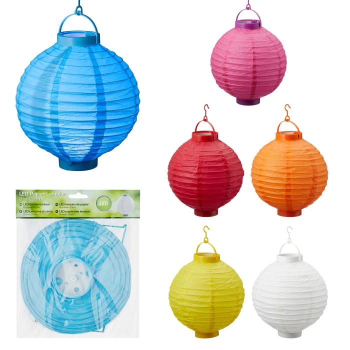 LED Papier Lampion 3er Set bunt