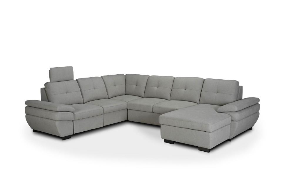 U Couch mit Schlaffunktion und Bettkasten Grau 326 cm breit ASTOR von Cotta