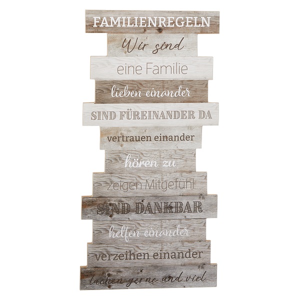 Bild 17x39 FAMILIEN-REGELN Hellgrau / Beige