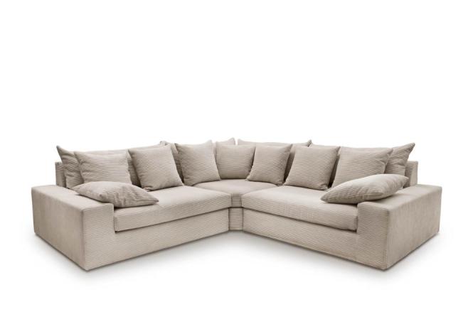 Ecksofa Cord Beige 301 x 301 cm AVELLINO