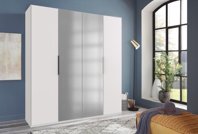 Kleiderschrank 200 cm breit mit Spiegel LEVEL36 A von WIMEX Weiß