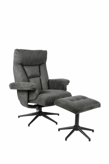Relax-Sessel 360° drehbar mit Hocker OLVERA von Duo Collection Anthrazit / Schwarz