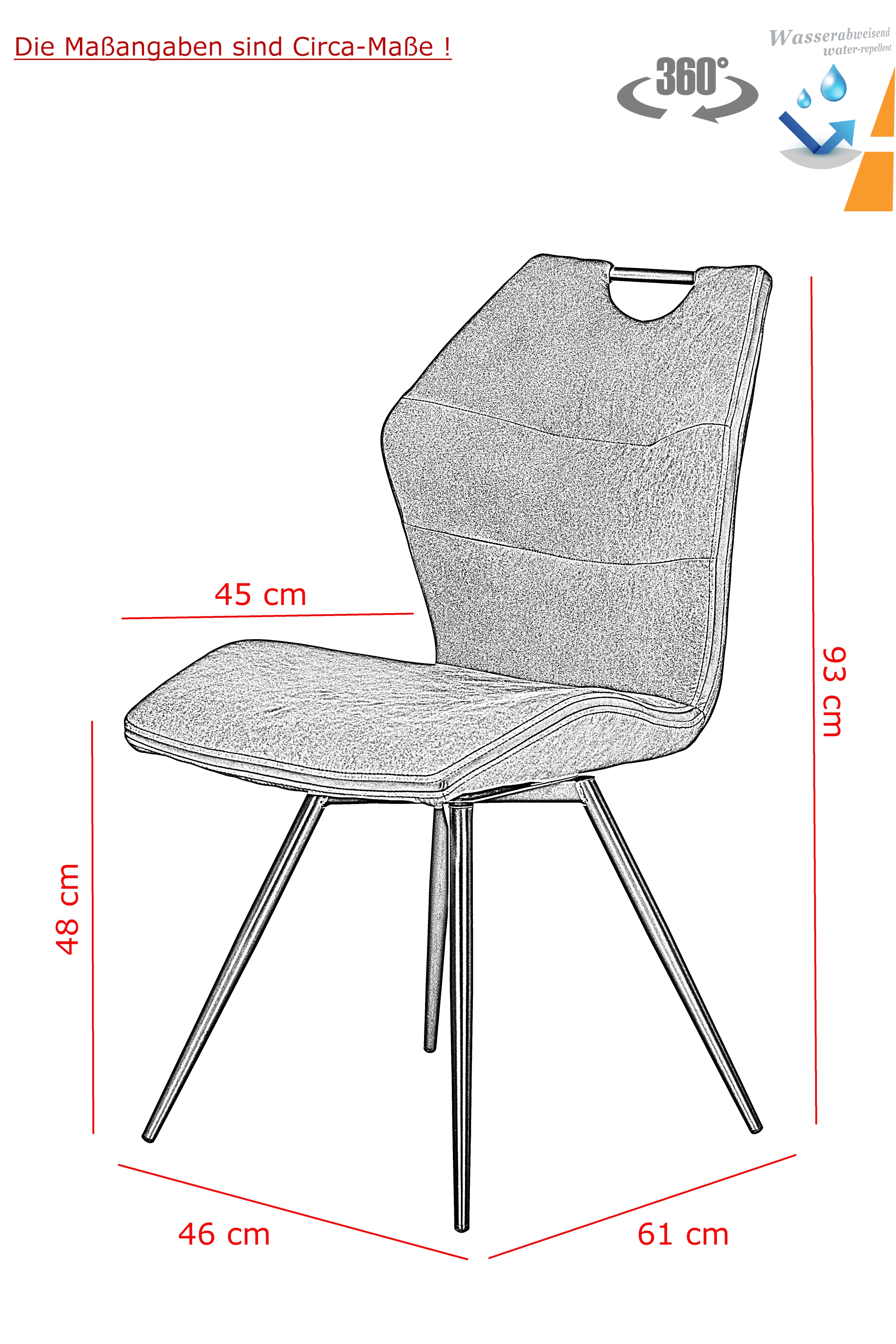 Webstoff 360 Stuhl Hela von S I ARIELA 4er Braun Set drehbar