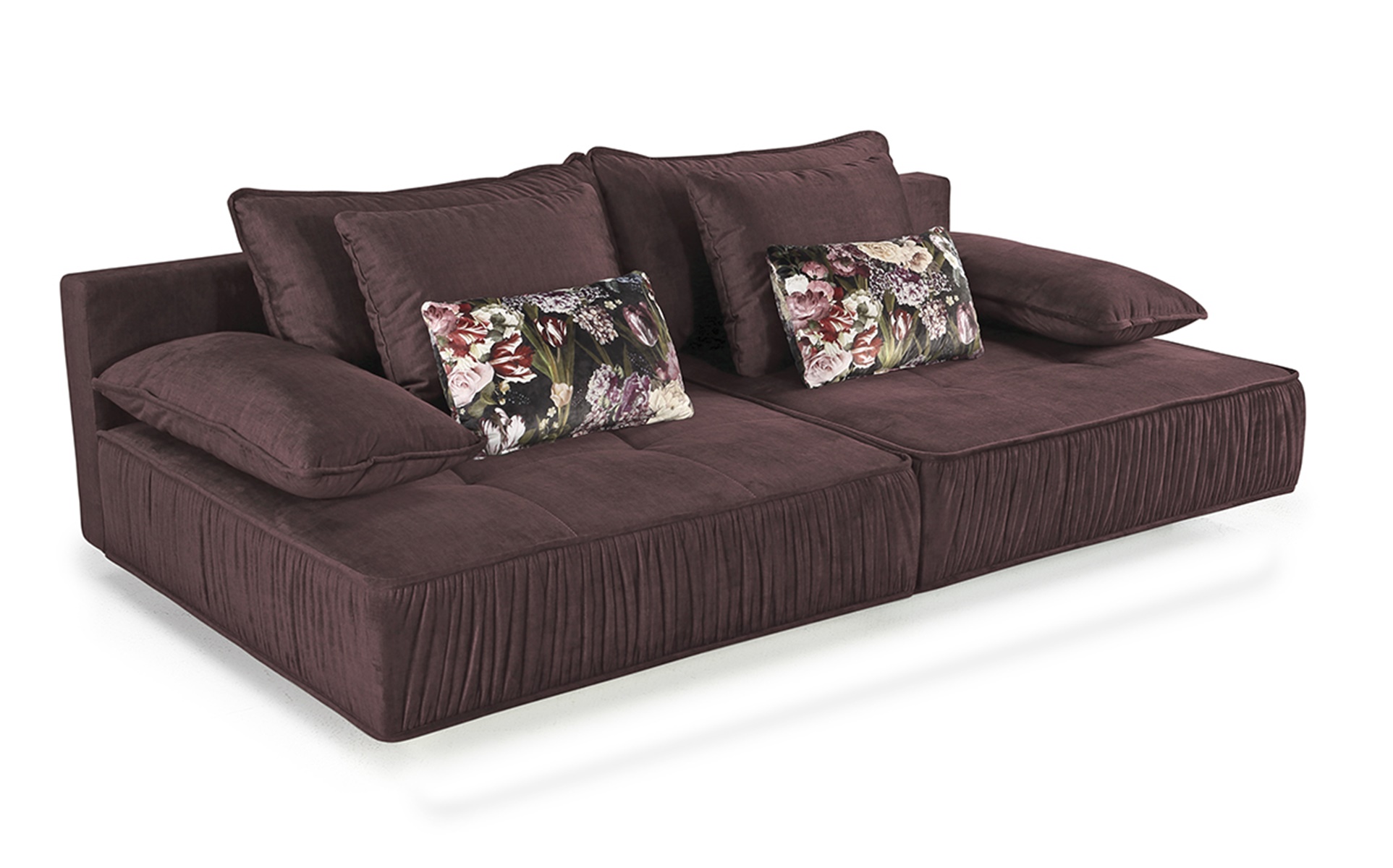 Big-Sofa inkl. Bodenbeleuchtung MARRAKESCH aubergine von Samt JOB